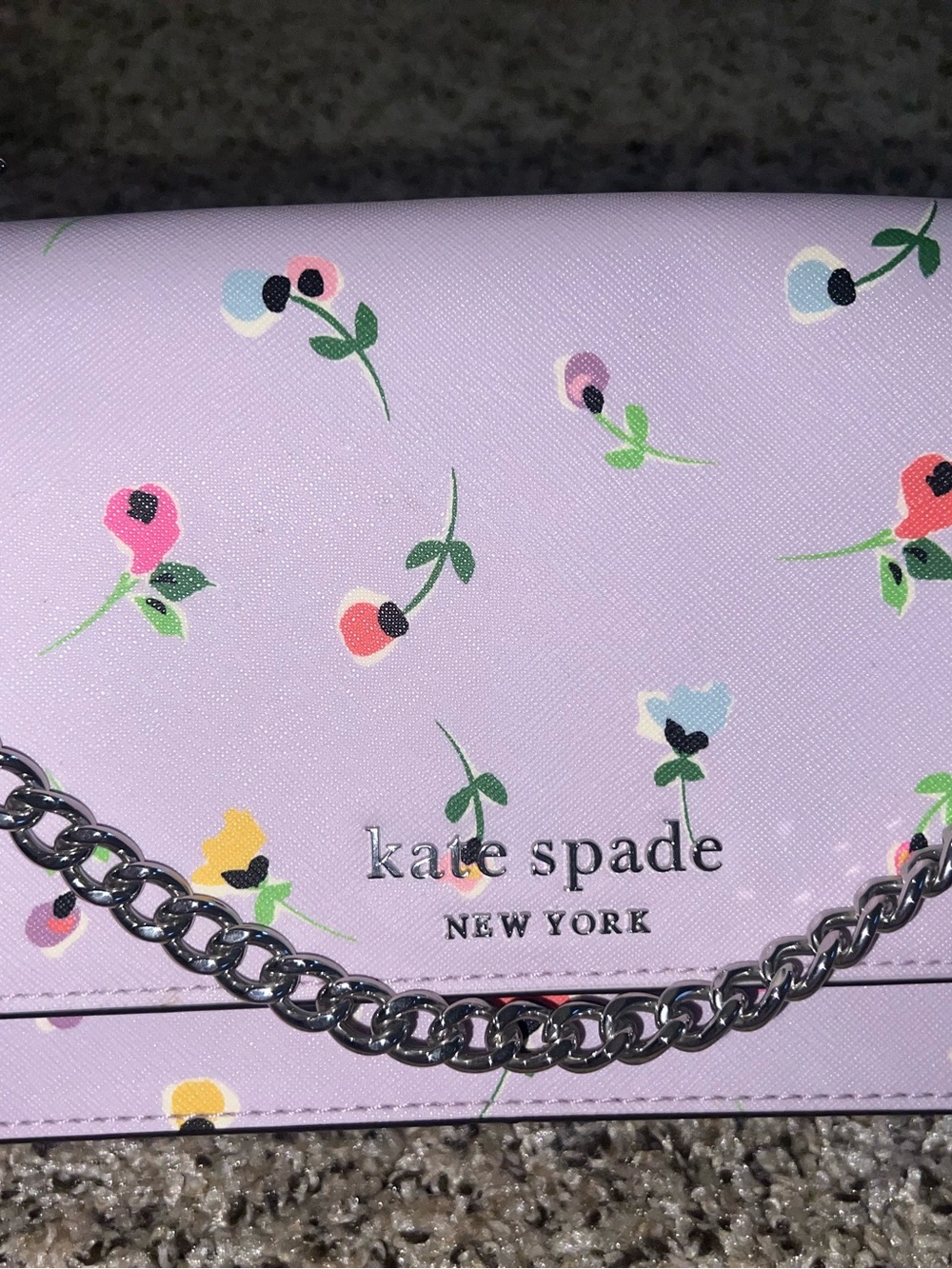 Kate Spade New York Lavender Floral Chain Crossbody Bag